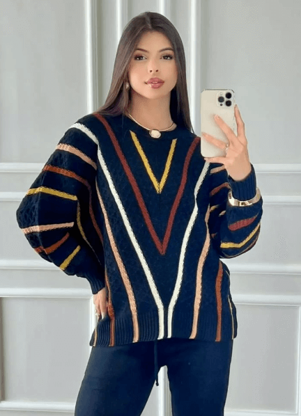 Captura de tela 2025-11-03 213331 Blusa Morcego com Listras em V Colors
